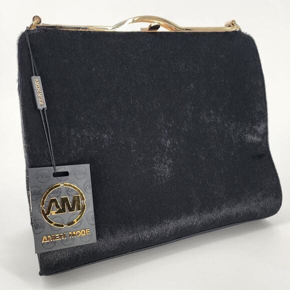 Ameri Mode Black Faux Fur & Glitter Convertible Purse Women’s One Size - Picture 7 of 15